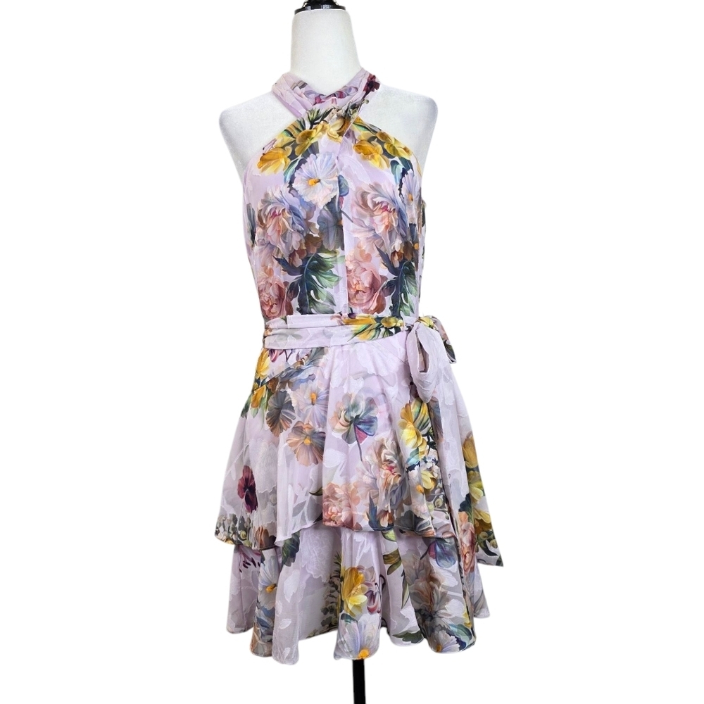 Alex Marie floral  criss cross front tie waist  dress